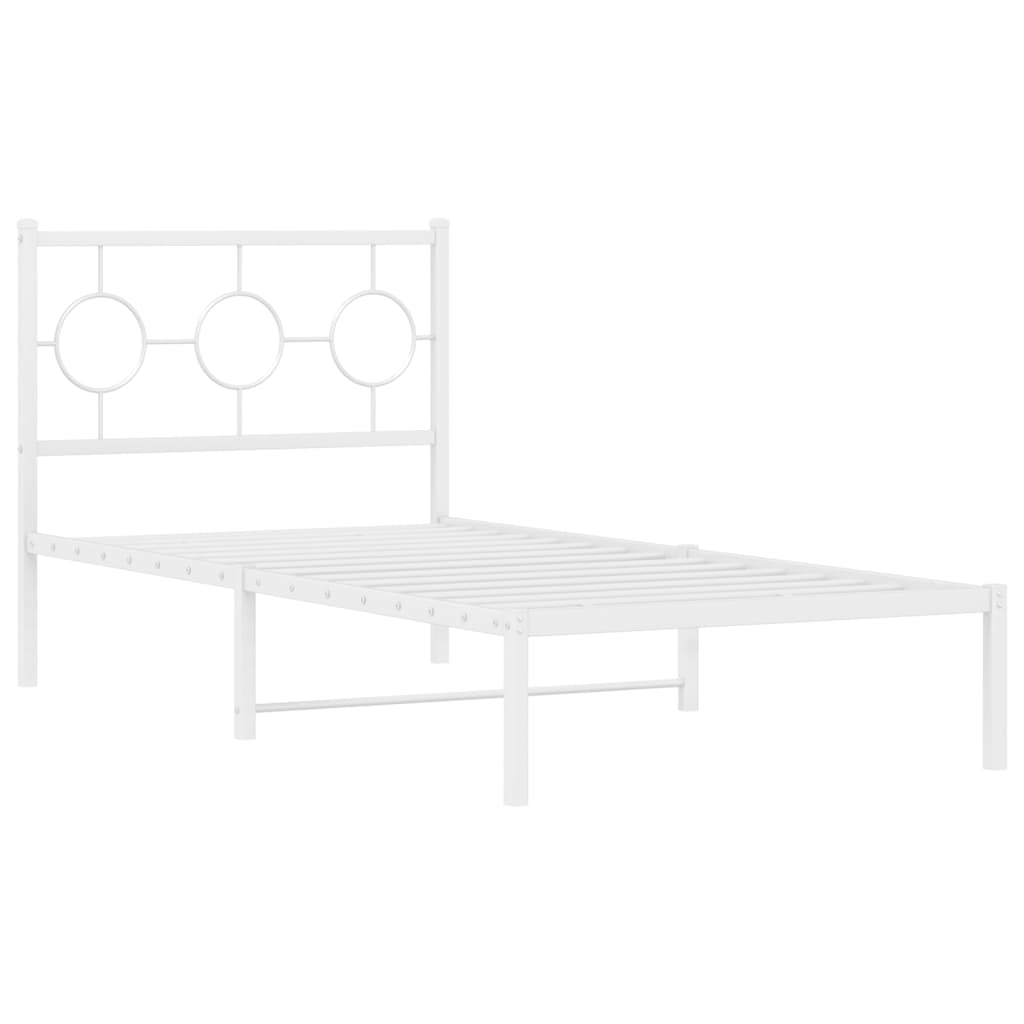 Giroletto con Testiera Metallo Bianco 90x190 cm | homemem39