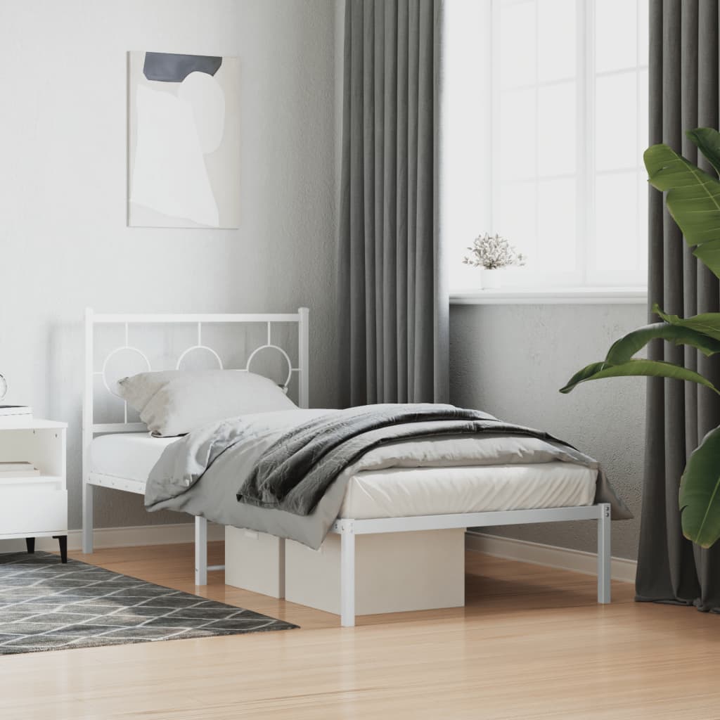 Giroletto con Testiera Metallo Bianco 90x190 cm | homemem39