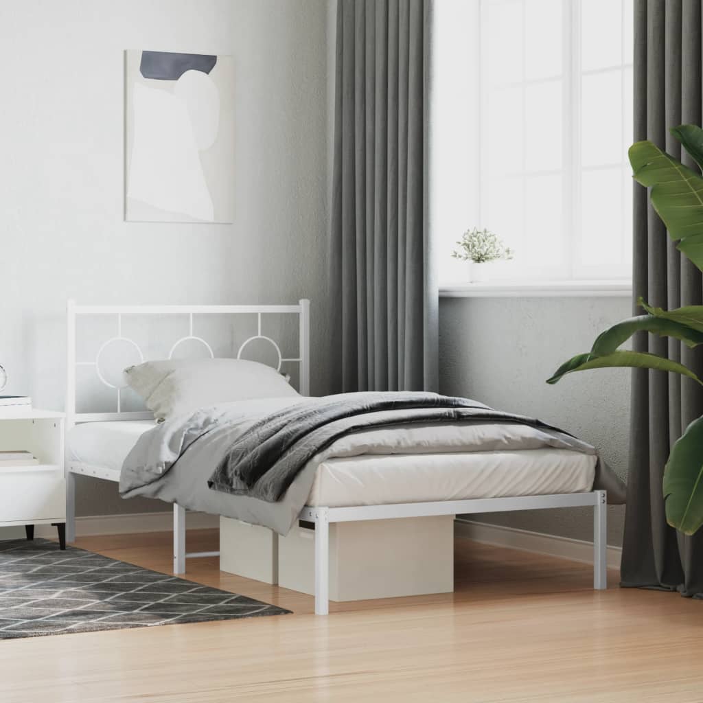 Giroletto con Testiera Metallo Bianco 100x200 cm | homemem39