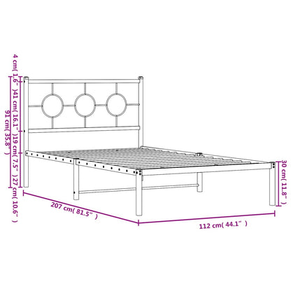 Giroletto con Testiera Metallo Bianco 107x203 cm | homemem39