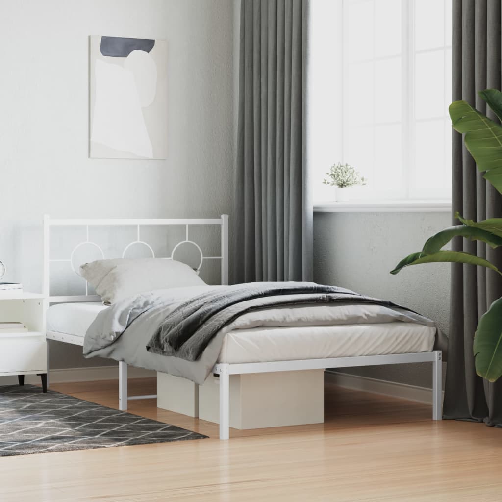 Giroletto con Testiera Metallo Bianco 107x203 cm | homemem39