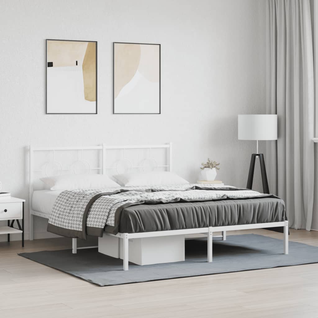 Giroletto con Testiera Metallo Bianco 160x200 cm | homemem39