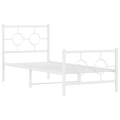 Giroletto con Testiera e Pediera Metallo Bianco 80x200 cm | homemem39