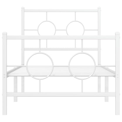 Giroletto con Testiera e Pediera Metallo Bianco 80x200 cm | homemem39