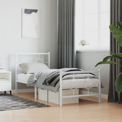 Giroletto con Testiera e Pediera Metallo Bianco 80x200 cm | homemem39