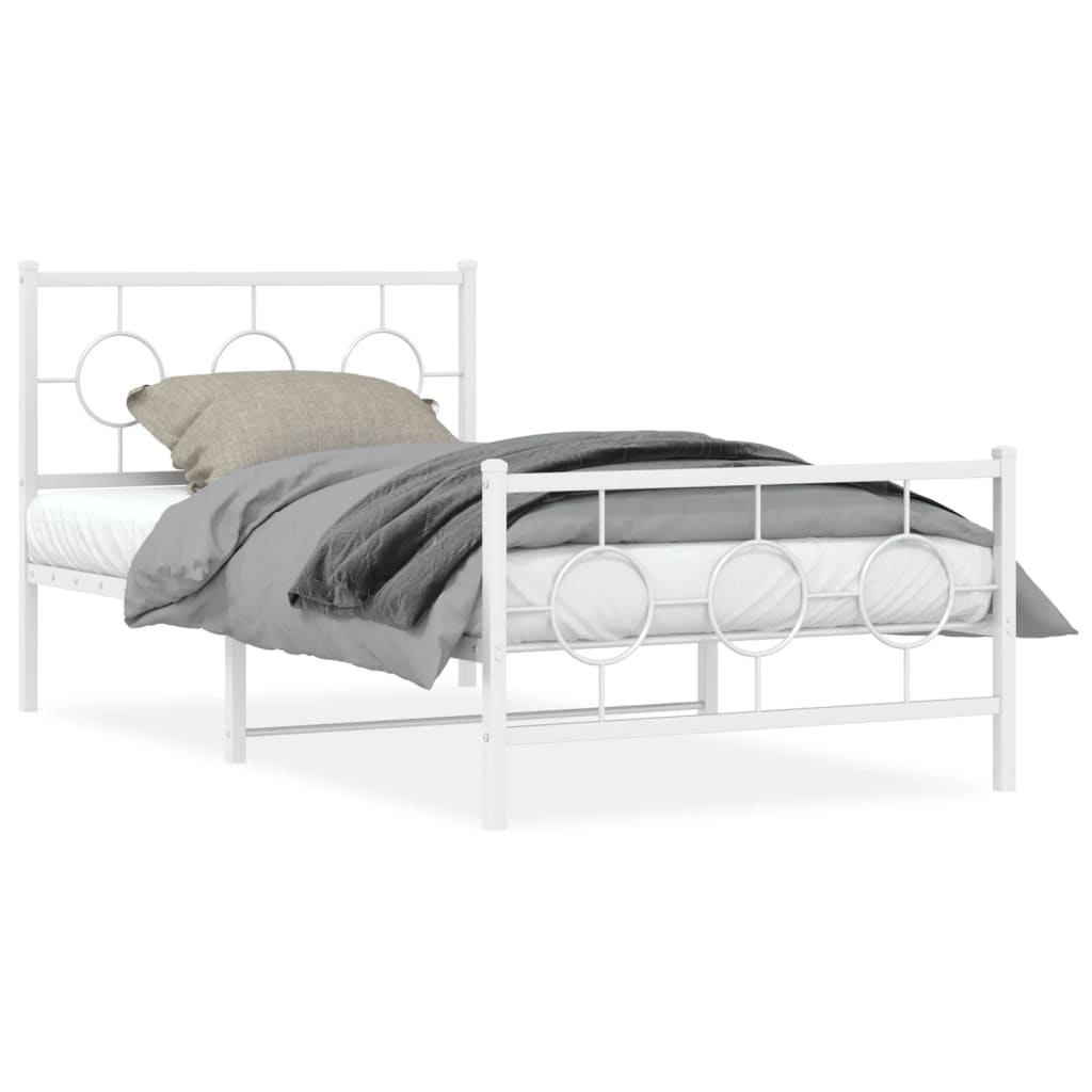 Giroletto con Testiera e Pediera Metallo Bianco 100x190 cm | homemem39