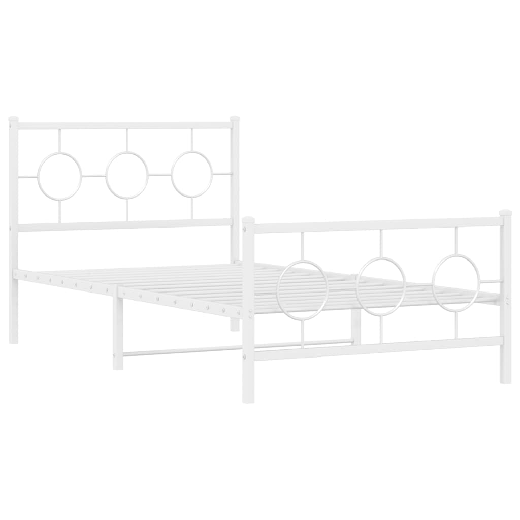 Giroletto con Testiera e Pediera Metallo Bianco 100x190 cm | homemem39