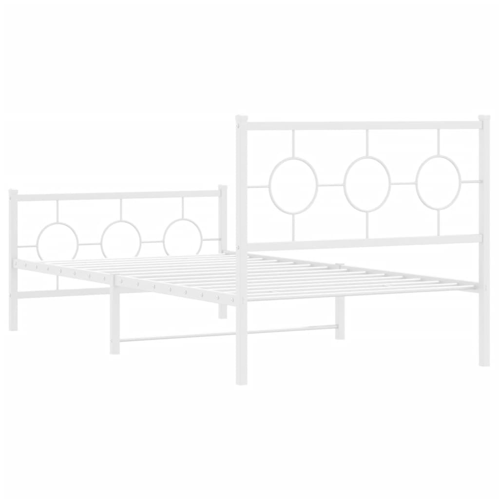 Giroletto con Testiera e Pediera Metallo Bianco 100x190 cm | homemem39