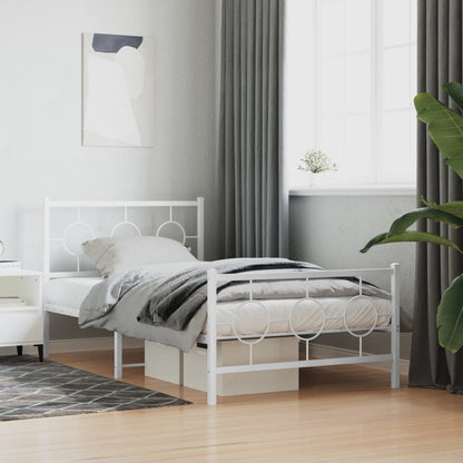 Giroletto con Testiera e Pediera Metallo Bianco 100x190 cm | homemem39