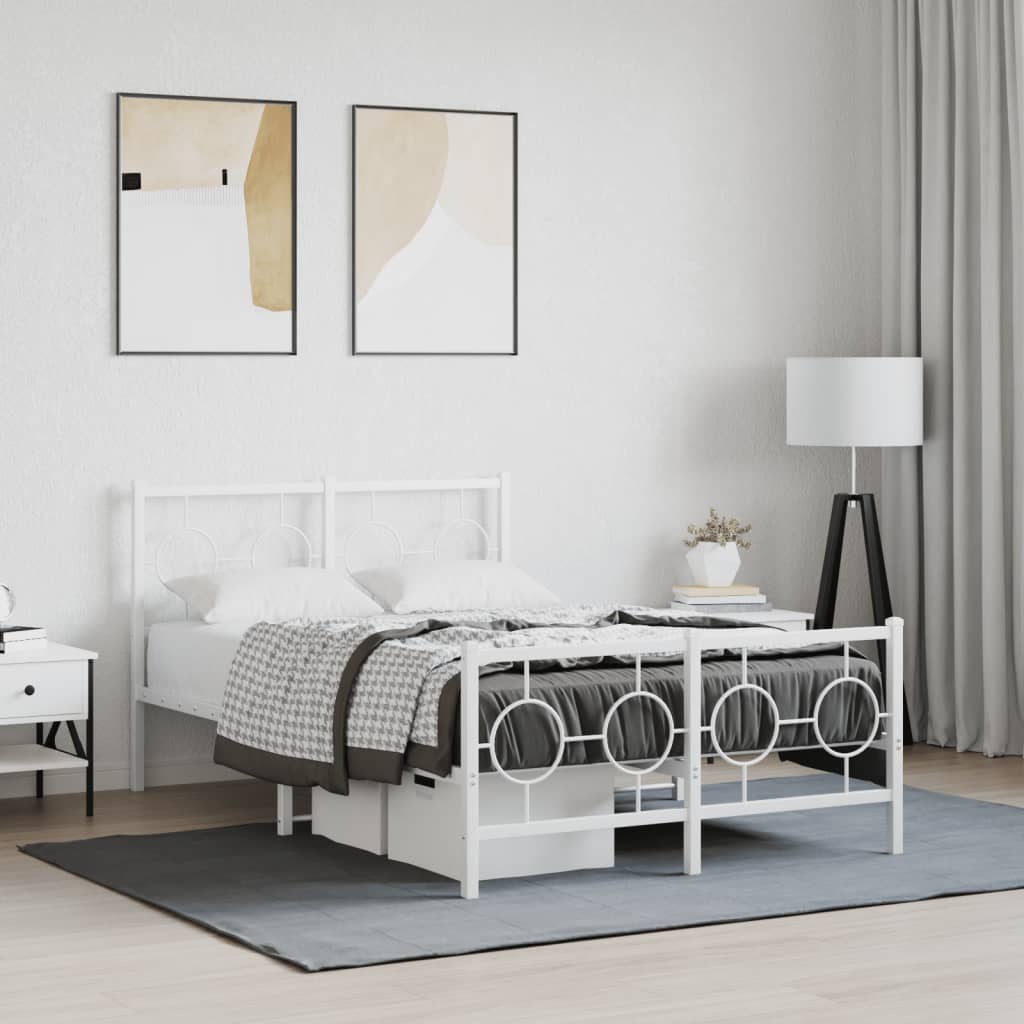 Giroletto con Testiera e Pediera Metallo Bianco 120x190 cm | homemem39