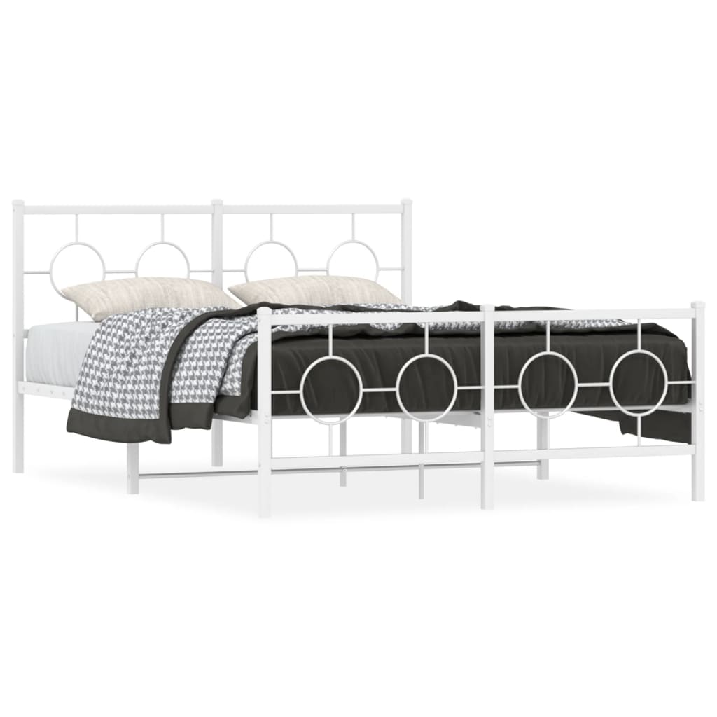 Giroletto con Testiera e Pediera Metallo Bianco 135x190 cm | homemem39
