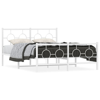 Giroletto con Testiera e Pediera Metallo Bianco 135x190 cm | homemem39