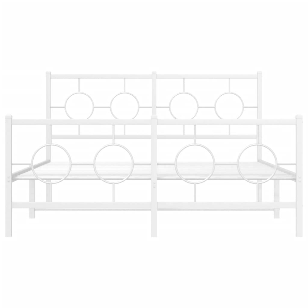 Giroletto con Testiera e Pediera Metallo Bianco 135x190 cm | homemem39