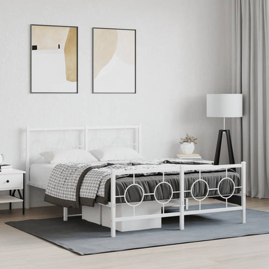 Giroletto con Testiera e Pediera Metallo Bianco 135x190 cm | homemem39