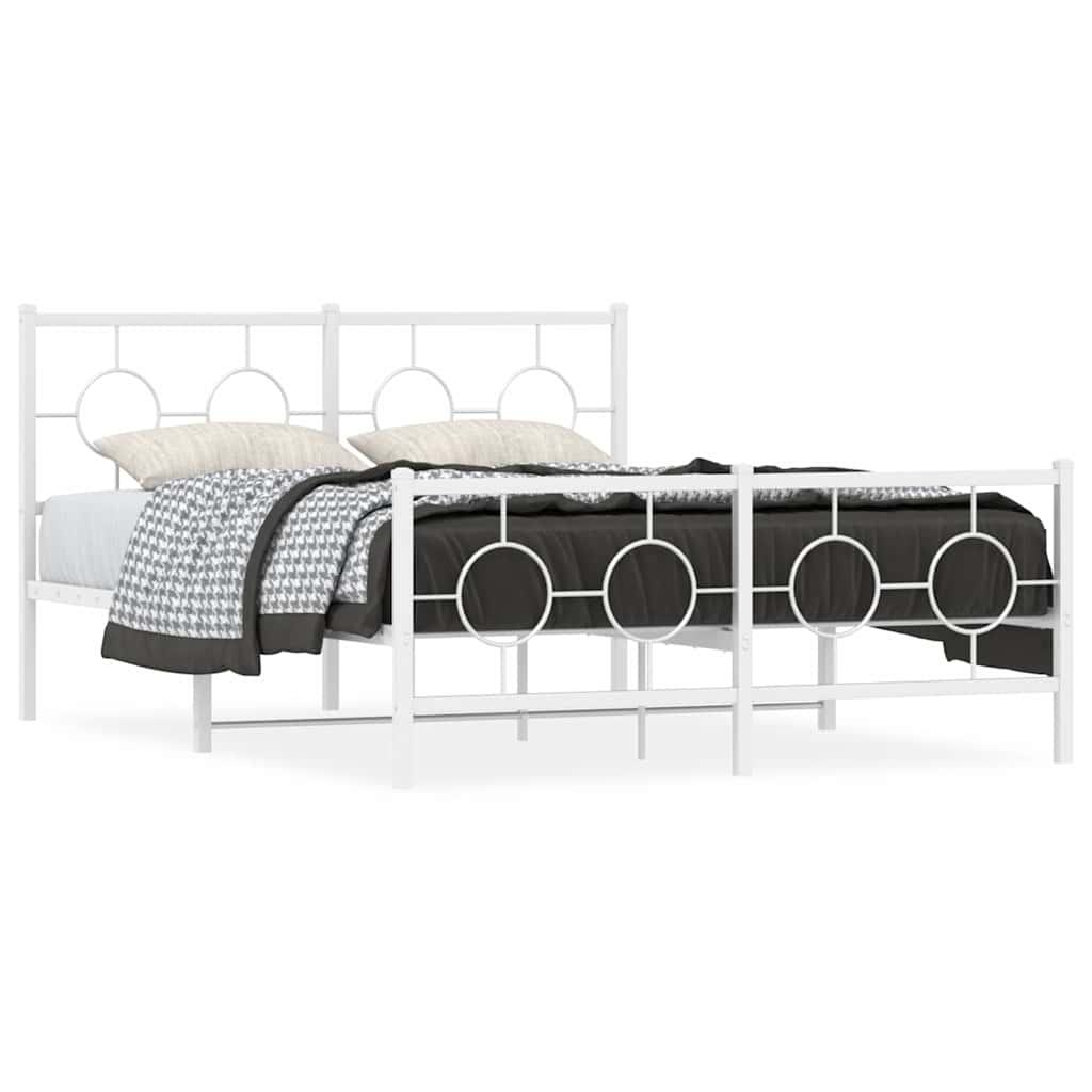 Giroletto con Testiera e Pediera Metallo Bianco 140x200 cm | homemem39