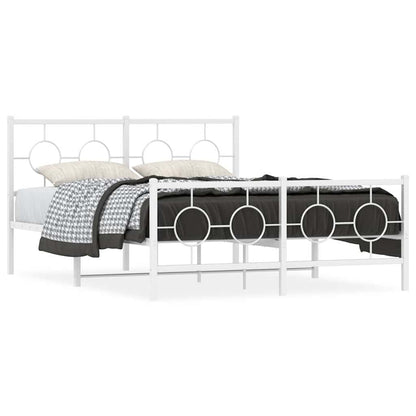 Giroletto con Testiera e Pediera Metallo Bianco 140x200 cm | homemem39