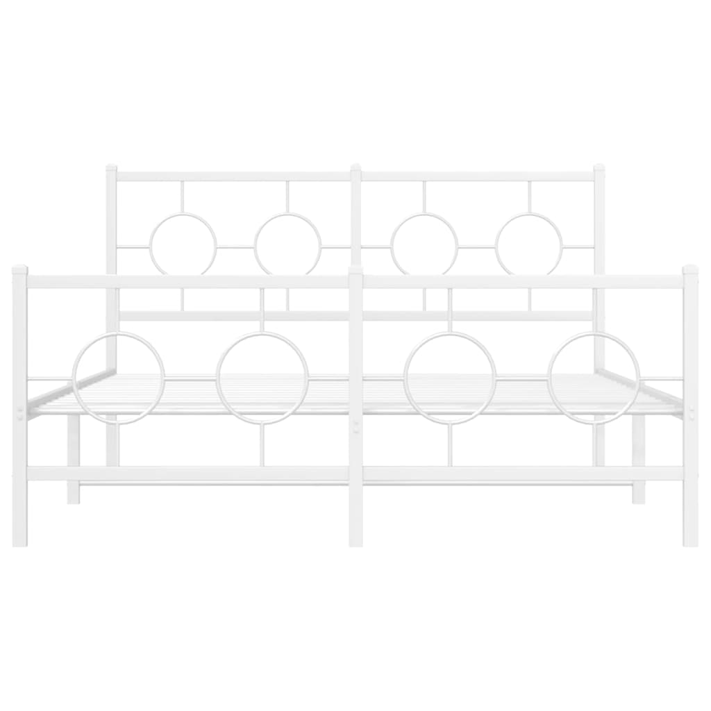 Giroletto con Testiera e Pediera Metallo Bianco 140x200 cm | homemem39