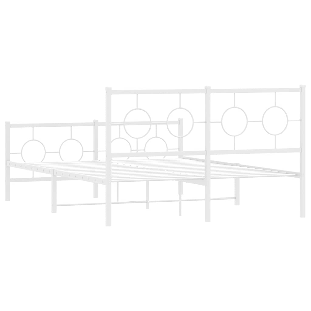 Giroletto con Testiera e Pediera Metallo Bianco 140x200 cm | homemem39