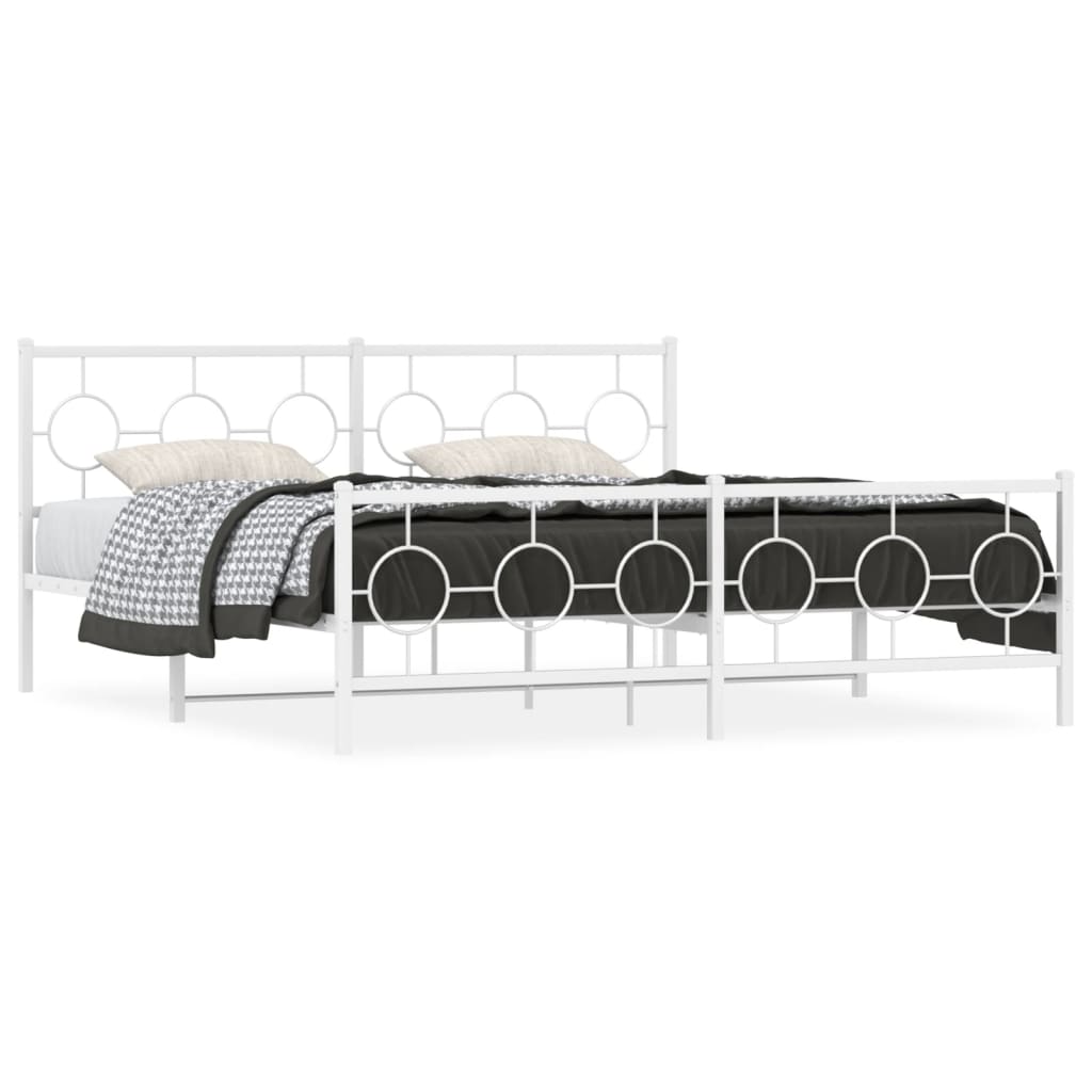 Giroletto con Testiera e Pediera Metallo Bianco 183x213 cm | homemem39