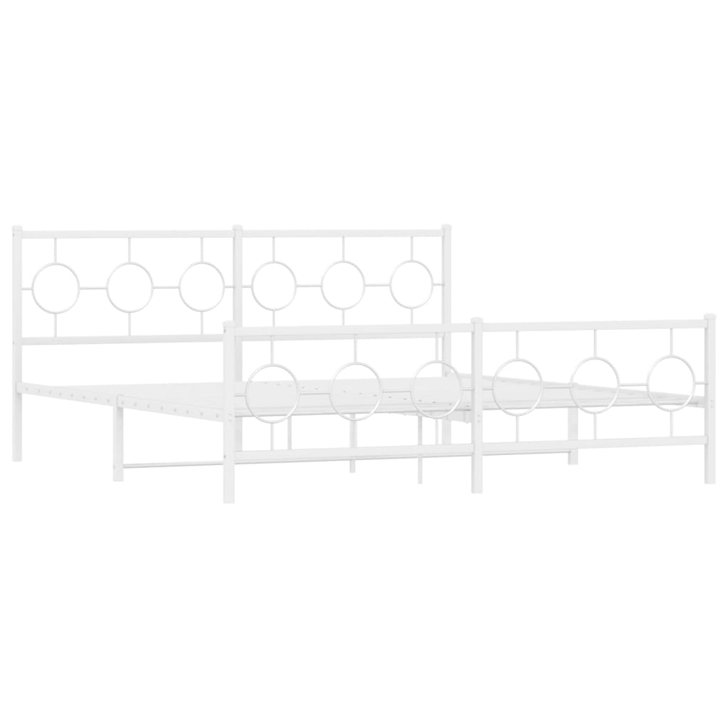Giroletto con Testiera e Pediera Metallo Bianco 183x213 cm