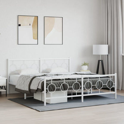 Giroletto con Testiera e Pediera Metallo Bianco 183x213 cm | homemem39