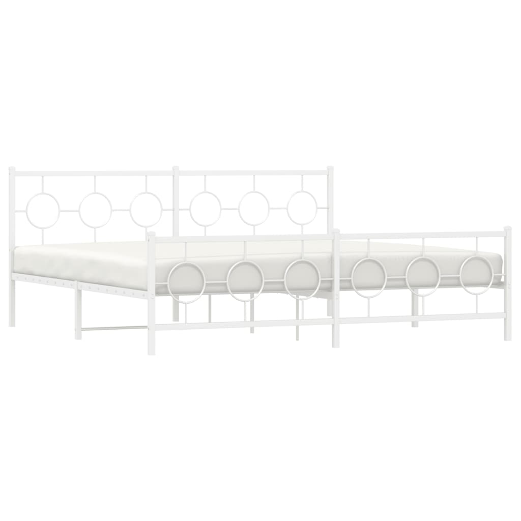 Giroletto con Testiera e Pediera Metallo Bianco 200x200 cm