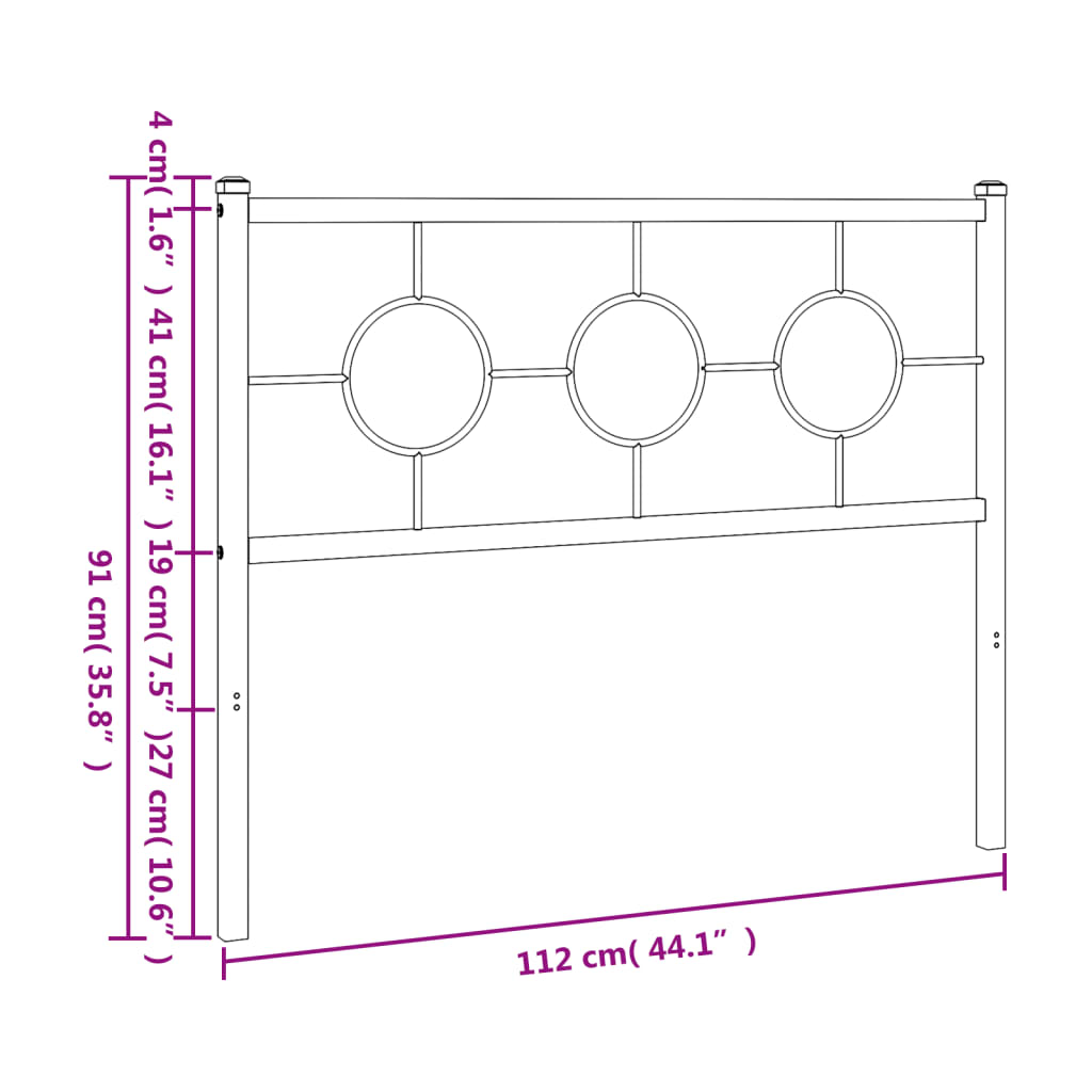 Testiera in Metallo Bianco 107 cm