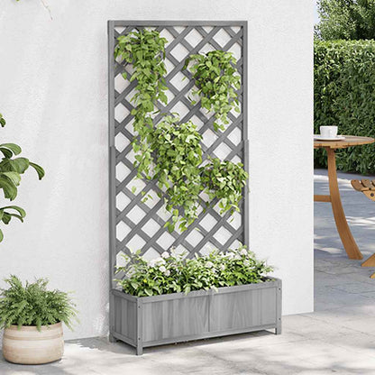 Fioriera con Traliccio Grigia in Legno Massello di Abete | homemem39