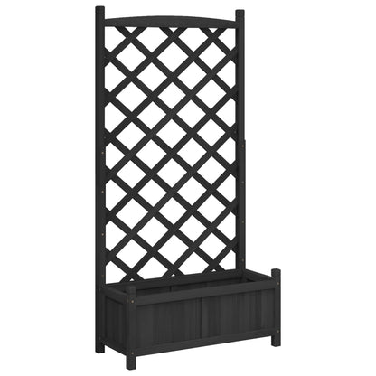 Planter with Black Trellis in Solid Fir Wood