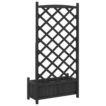 Planter with Black Trellis in Solid Fir Wood