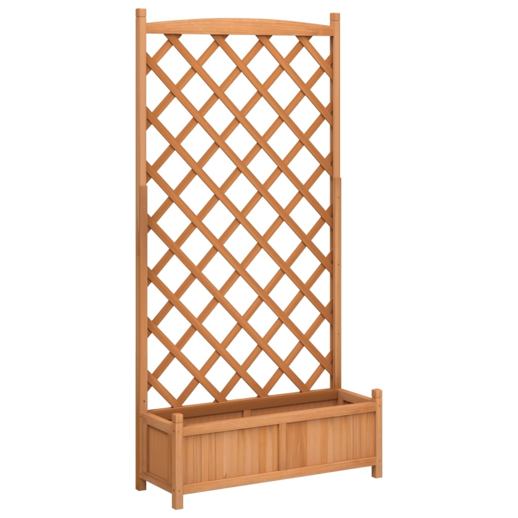 Fioriera con Traliccio Marrone 90x35x180 cm in Massello di Abete - homemem39