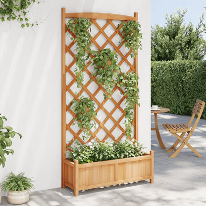 Fioriera con Traliccio Marrone 90x35x180 cm in Massello di Abete - homemem39