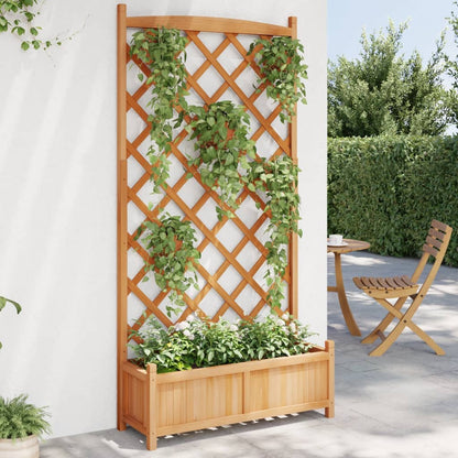 Fioriera con Traliccio Marrone 90x35x180 cm in Massello di Abete - homemem39