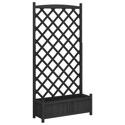Fioriera con Traliccio Nera 90x35x180 cm in Massello di Abete - homemem39