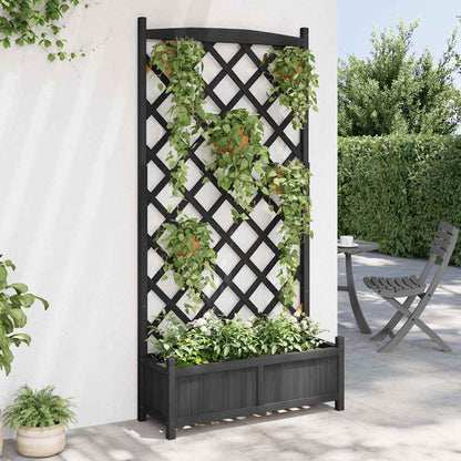 Fioriera con Traliccio Nera 90x35x180 cm in Massello di Abete - homemem39