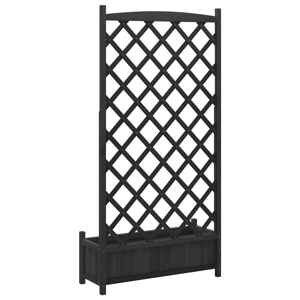 Fioriera con Traliccio Nera 90x35x180 cm in Massello di Abete - homemem39