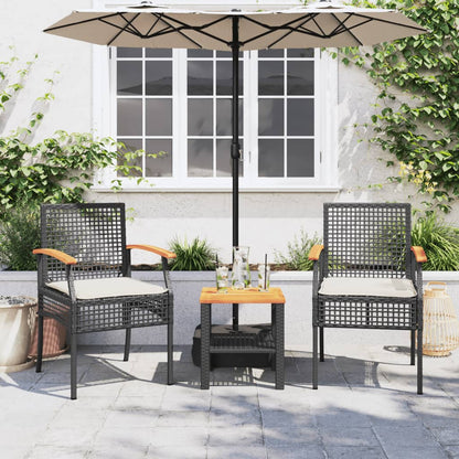 Sedie da Giardino con Cuscini 2 pz Nere in Polyrattan e Acacia - homemem39