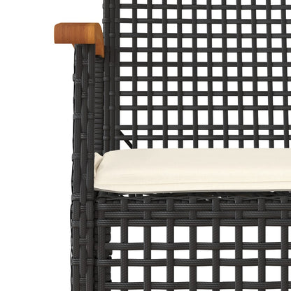 Sedie da Giardino con Cuscini 2 pz Nere in Polyrattan e Acacia - homemem39