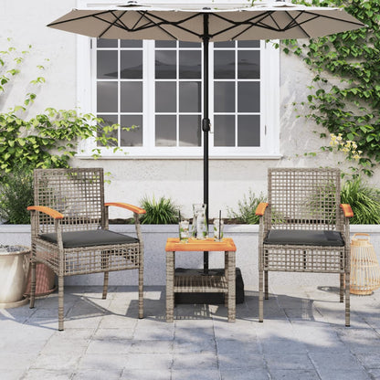Sedie da Giardino con Cuscini 2pz Grigie in Polyrattan e Acacia - homemem39