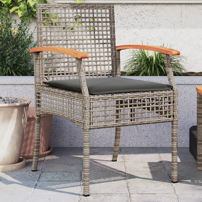Sedie da Giardino con Cuscini 2pz Grigie in Polyrattan e Acacia - homemem39