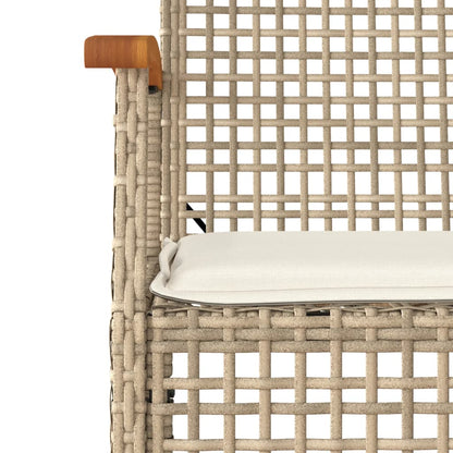 Sedie da Giardino con Cuscini 2 pz Beige in Polyrattan e Acacia