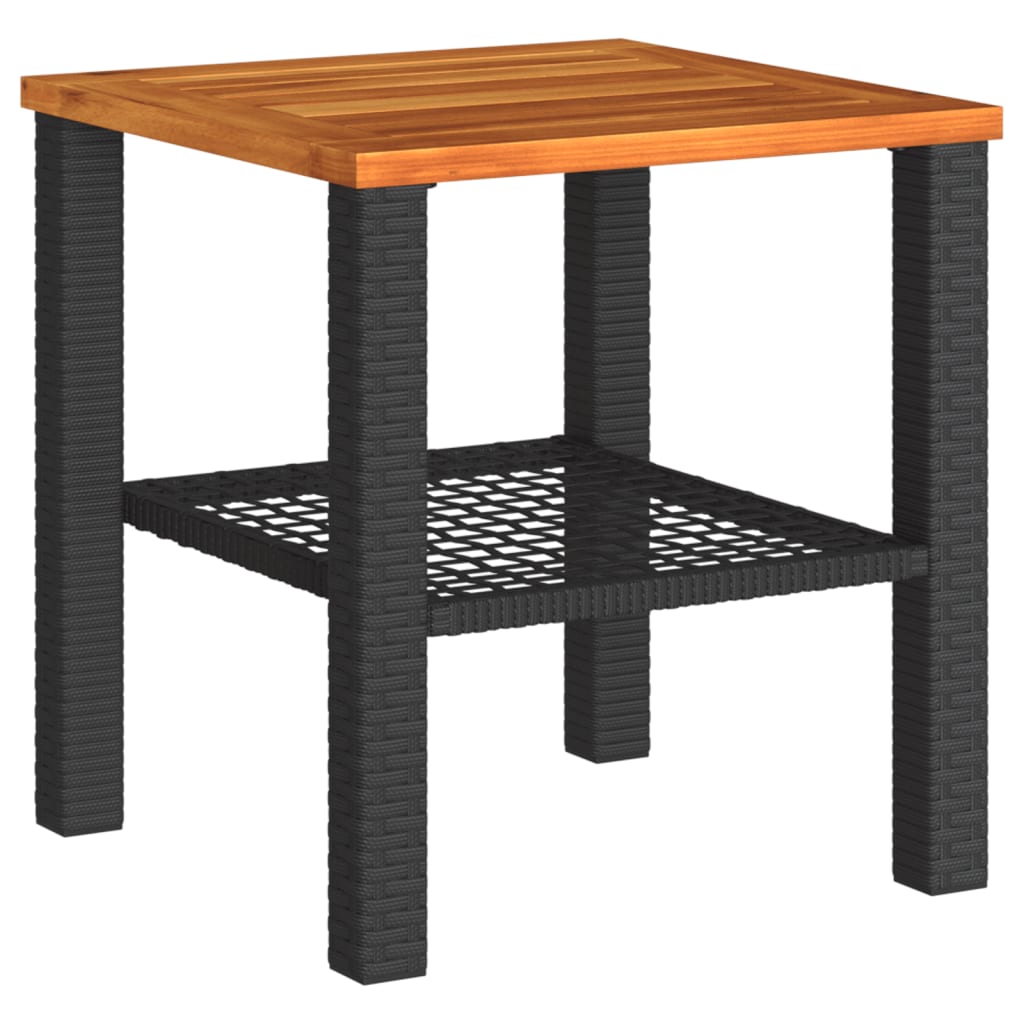 Set da Bistrò 3 pz con Cuscini Nero Polyrattan e Legno Acacia - homemem39