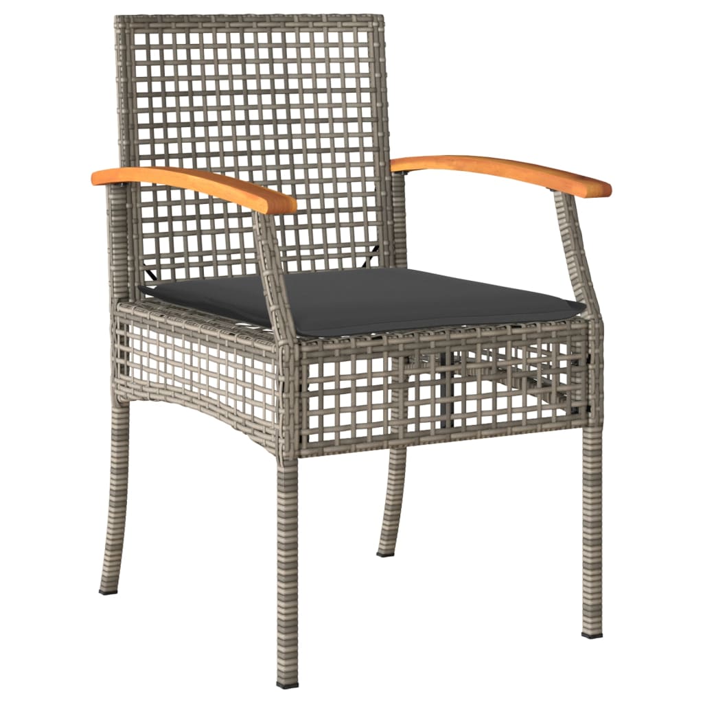 Set da Bistrò 3 pz con Cuscini Grigio Polyrattan e Legno Acacia | homemem39