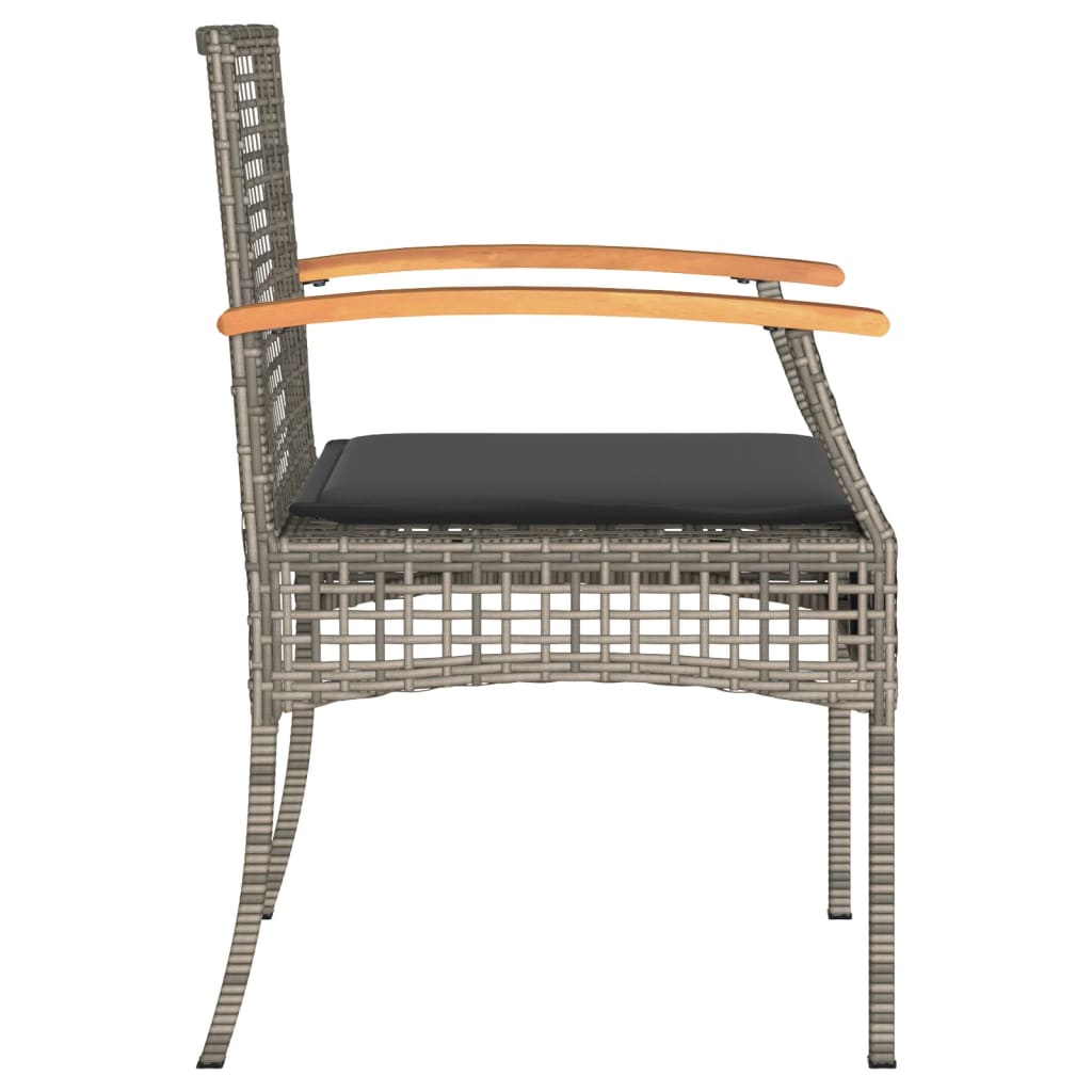 Set da Bistrò 3 pz con Cuscini Grigio Polyrattan e Legno Acacia | homemem39