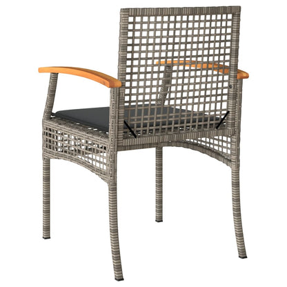 Set da Bistrò 3 pz con Cuscini Grigio Polyrattan e Legno Acacia | homemem39