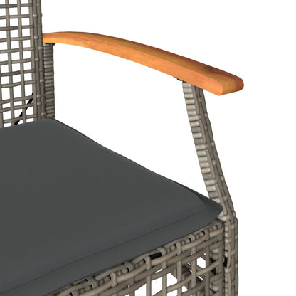 Set da Bistrò 3 pz con Cuscini Grigio Polyrattan e Legno Acacia | homemem39