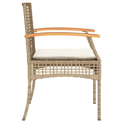 Set da Bistrò 3 pz con Cuscini Beige Polyrattan e Legno Acacia | homemem39