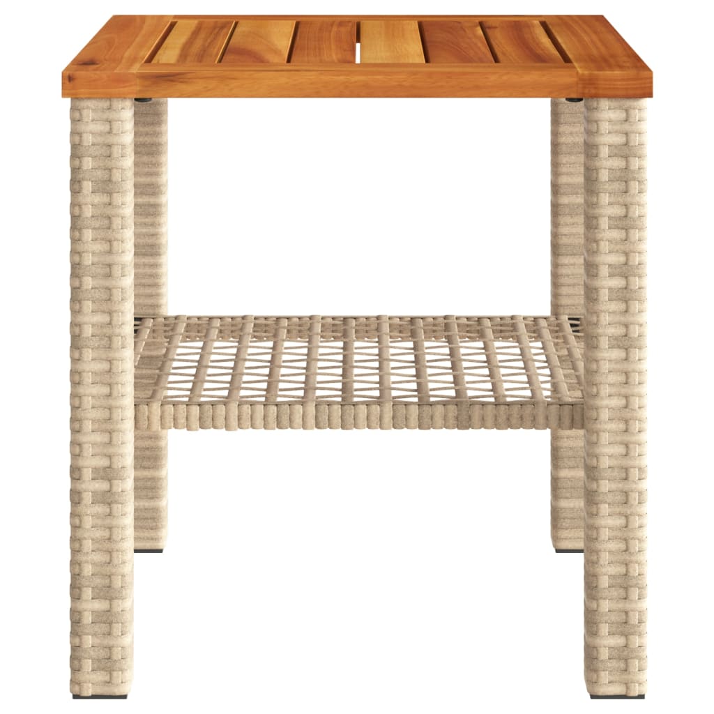 Tavolo da Giardino Beige 40x40x42 cm Polyrattan e Legno Acacia