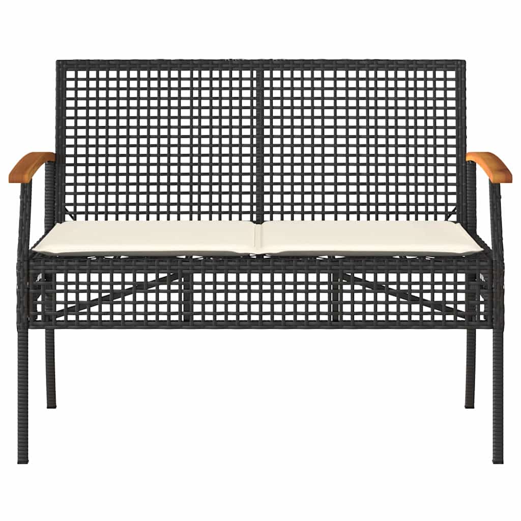 Set Divani da Giardino 4 pz con Cuscini Nero in Polyrattan | homemem39
