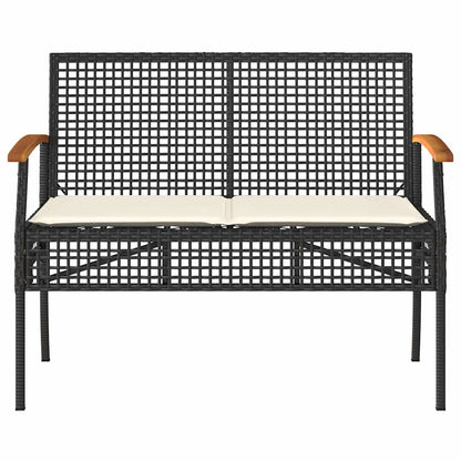 Set Divani da Giardino 4 pz con Cuscini Nero in Polyrattan | homemem39